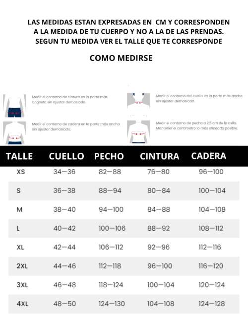 Tabla de talles de FINGERS CROSSED