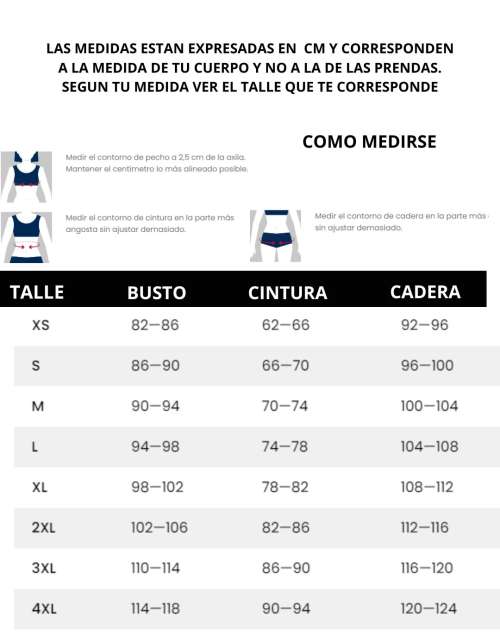 Tabla de talles de TAVERNITI